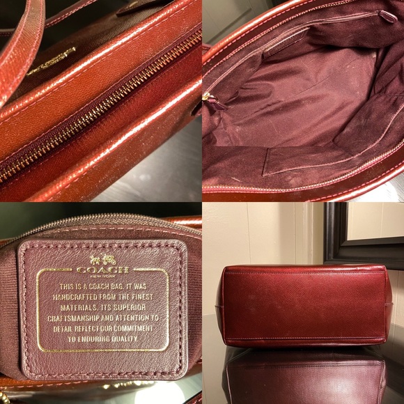 Coach - Red and Gold City Zip Tote in Metallic Crossgrain Leather - Picture 4 of 4
